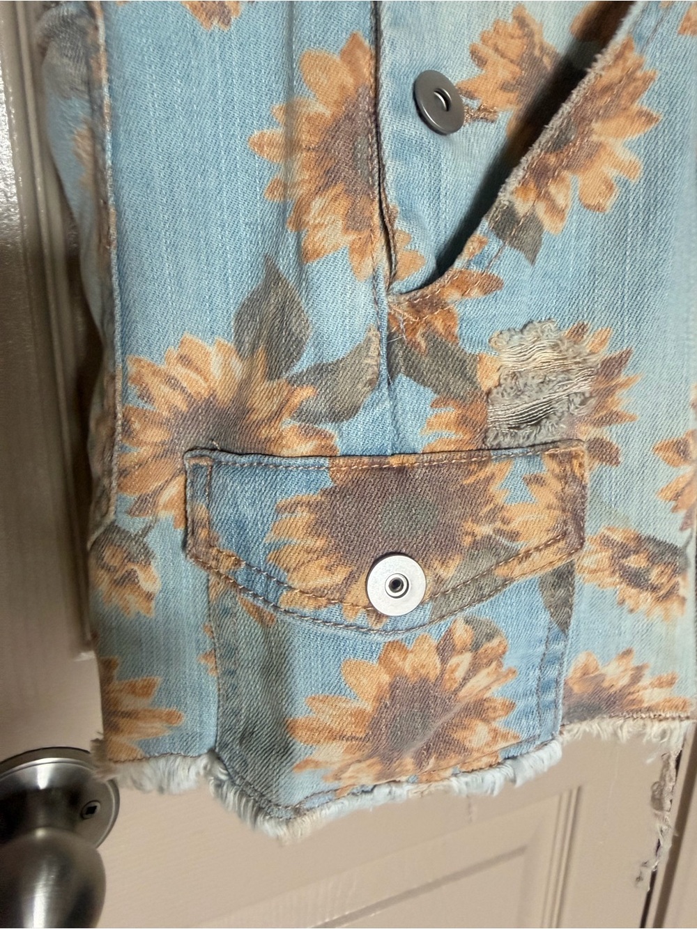 Sunflower Print Denim Overall Dungarees - Picture 5 of 13